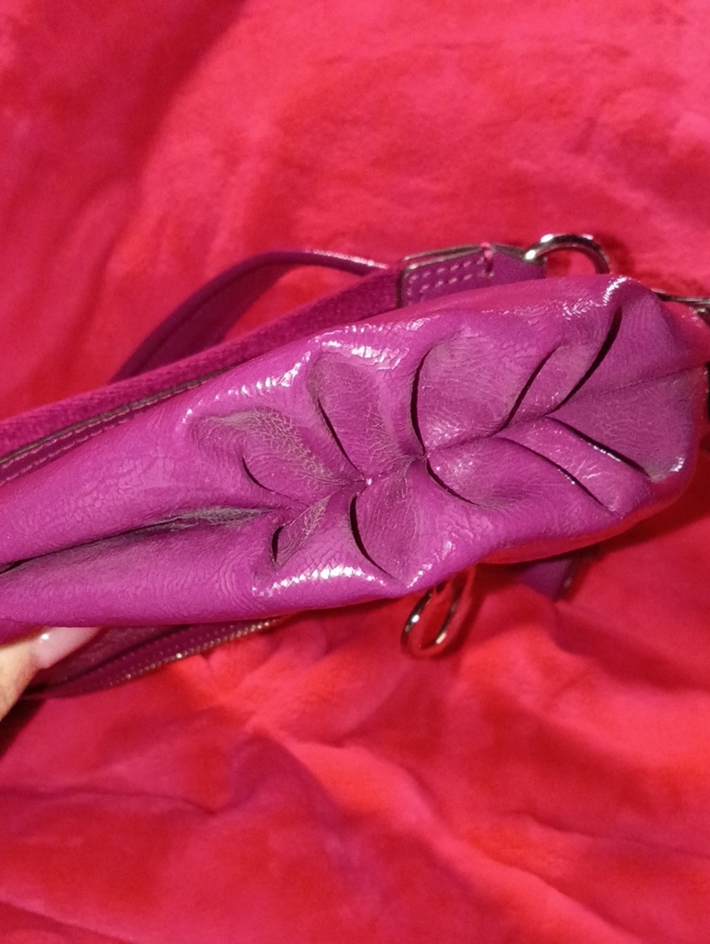 Coach Poppy Magenta Leather Shoulder Bag with Heart Charm - Picture 7 of 13